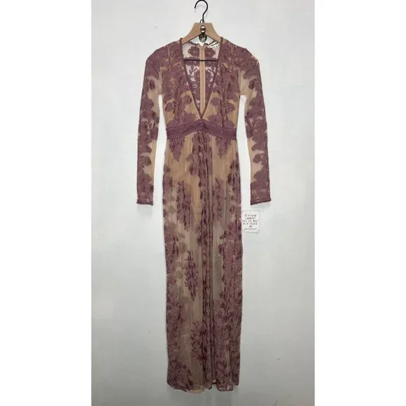 Free People For Love & Lemons Temecula Maxi Sheer Embroidered Dress Size XS - Picture 3 of 4